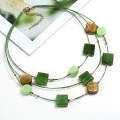 3 layers charm necklace with acrylic resin beads for women multi layered necklace